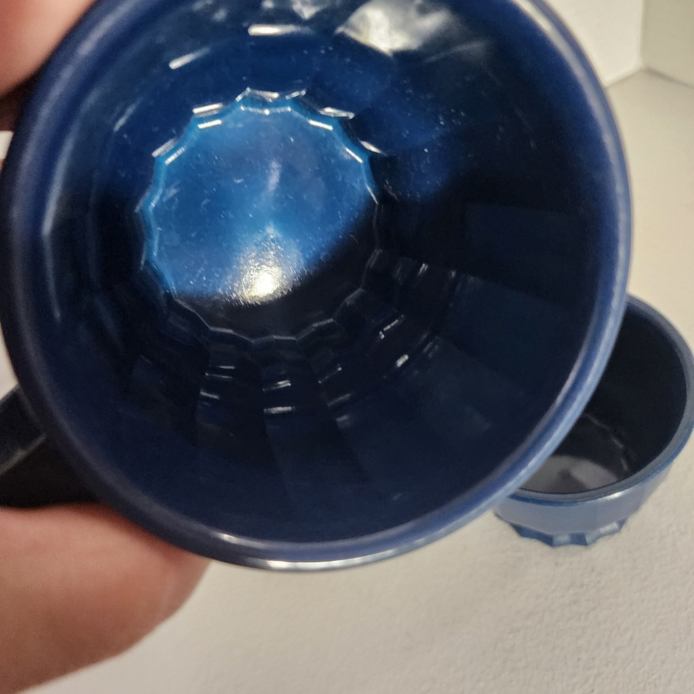 Tropez by Dinex Navy Blue Insulated Coffee Mugs Set of 2 Faceted Made in USA - Picture 6 of 12